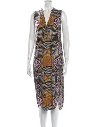 Pre-owned Mara Hoffman Graphic Print Midi Length Dress In Black