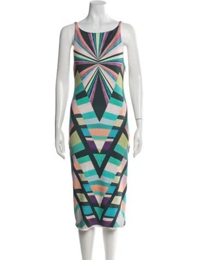 Pre-owned Mara Hoffman Graphic Print Midi Length Dress In Blue