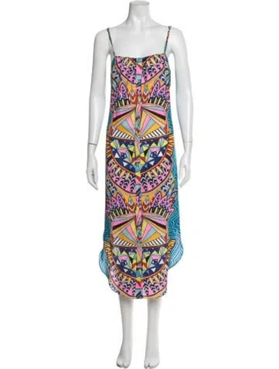 Pre-owned Mara Hoffman Graphic Print Midi Length Dress In Blue