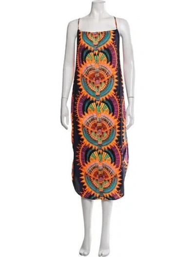 Pre-owned Mara Hoffman Graphic Print Midi Length Dress In Blue