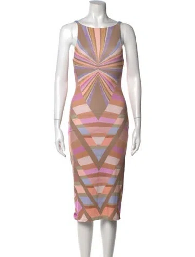Pre-owned Mara Hoffman Graphic Print Midi Length Dress In Brown