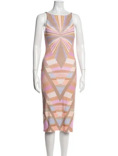 Pre-owned Mara Hoffman Graphic Print Midi Length Dress In Brown