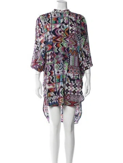 Pre-owned Mara Hoffman Graphic Print Midi Length Dress In Multi