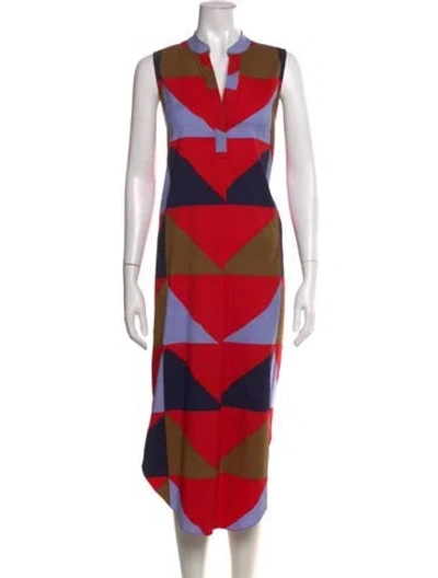 Pre-owned Mara Hoffman Graphic Print Midi Length Dress In Red