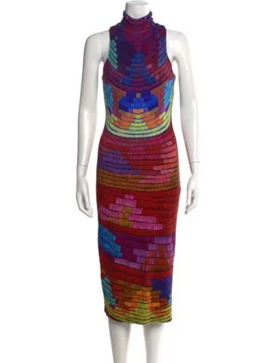Pre-owned Mara Hoffman Graphic Print Midi Length Dress In Red