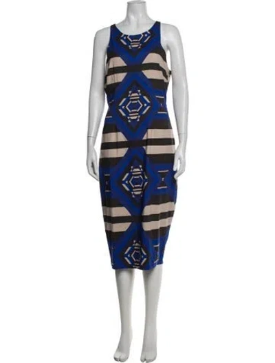 Pre-owned Mara Hoffman Graphic Print Midi Length Dress W/ Tags In Blue