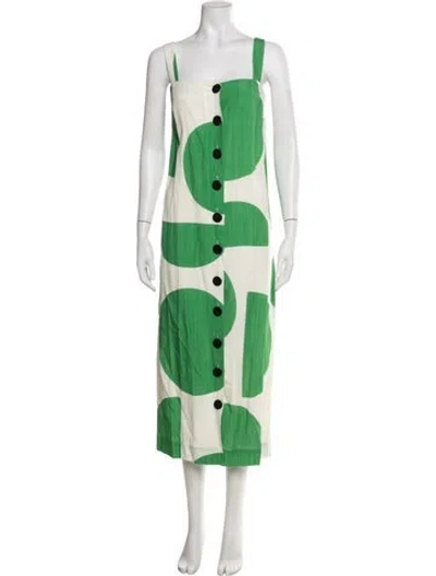 Pre-owned Mara Hoffman Graphic Print Midi Length Dress W/ Tags In Green
