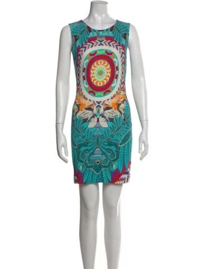Pre-owned Mara Hoffman Graphic Print Mini Dress In Blue