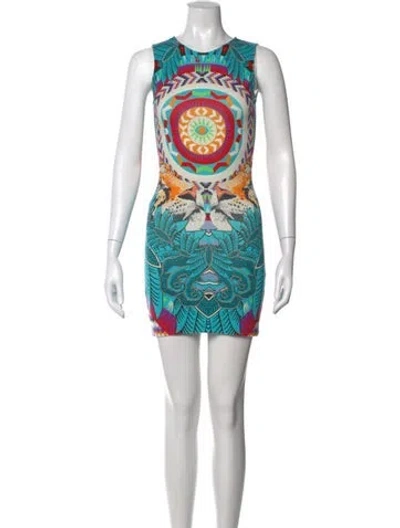 Pre-owned Mara Hoffman Graphic Print Mini Dress In Blue
