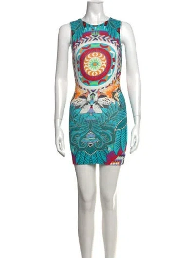Pre-owned Mara Hoffman Graphic Print Mini Dress In Blue