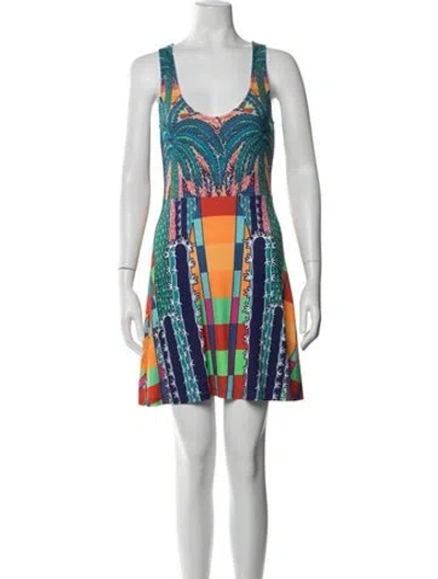 Pre-owned Mara Hoffman Graphic Print Mini Dress In Blue