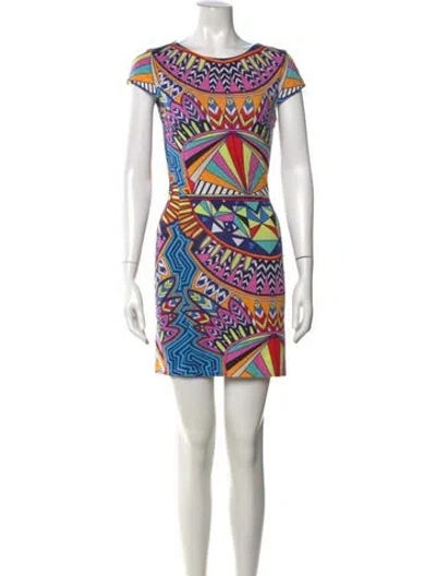 Pre-owned Mara Hoffman Graphic Print Mini Dress In Blue