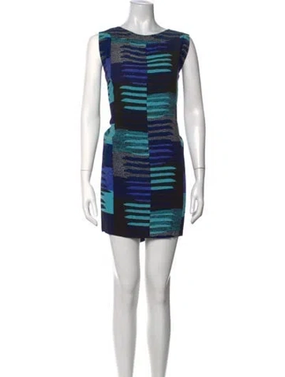 Pre-owned Mara Hoffman Graphic Print Mini Dress In Blue