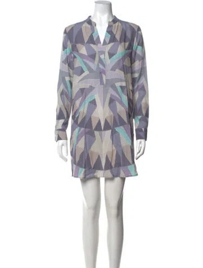 Pre-owned Mara Hoffman Graphic Print Mini Dress In Blue