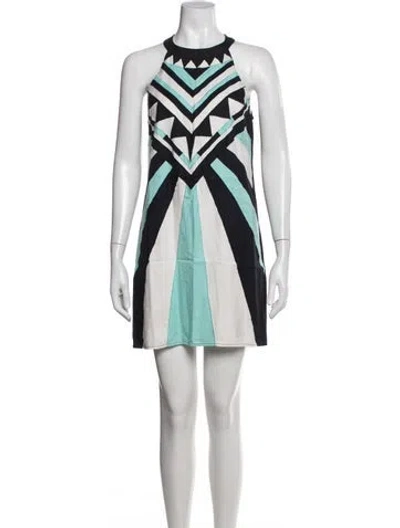 Pre-owned Mara Hoffman Graphic Print Mini Dress In Blue/white
