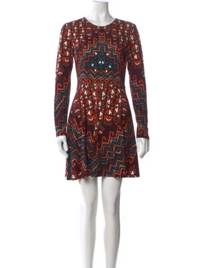 Pre-owned Mara Hoffman Graphic Print Mini Dress In Burgundy