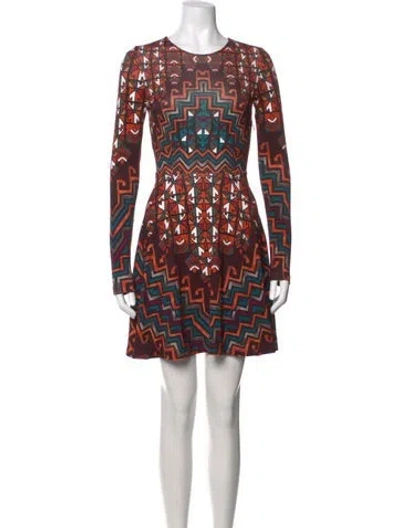 Pre-owned Mara Hoffman Graphic Print Mini Dress In Burgundy