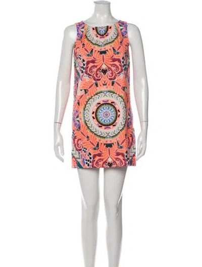 Pre-owned Mara Hoffman Graphic Print Mini Dress In Burgundy/orange
