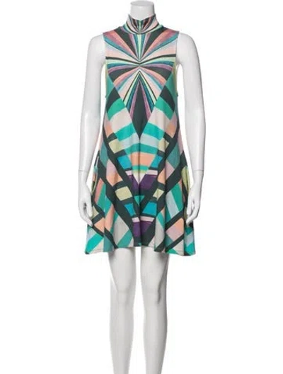 Pre-owned Mara Hoffman Graphic Print Mini Dress In Green