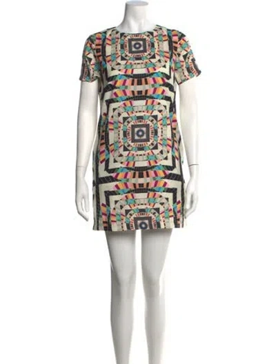Pre-owned Mara Hoffman Graphic Print Mini Dress In Neutrals