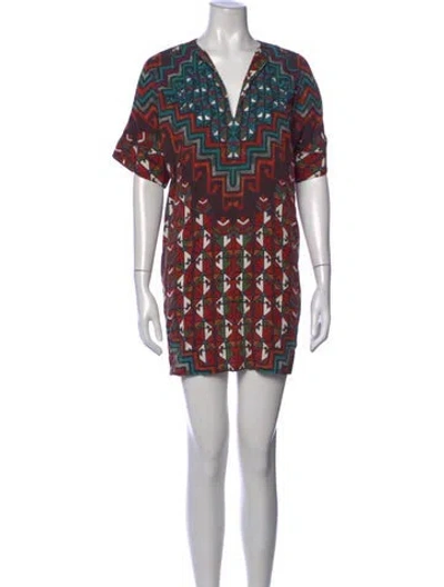 Pre-owned Mara Hoffman Graphic Print Mini Dress In Red