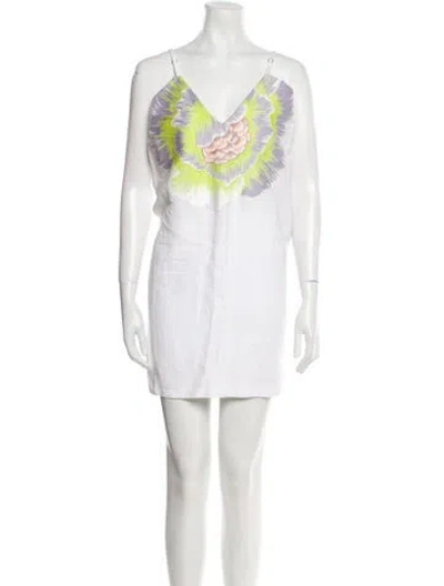 Pre-owned Mara Hoffman Graphic Print Mini Dress In White