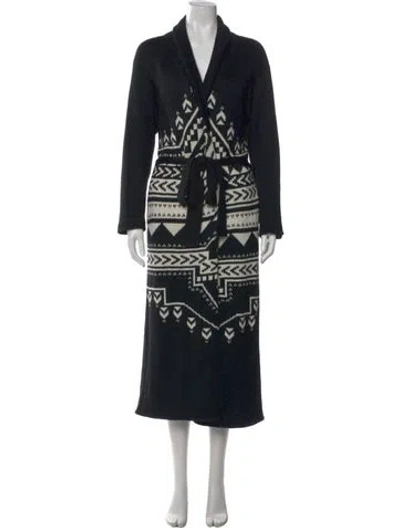 Pre-owned Mara Hoffman Graphic Print Open Front Sweater In Black