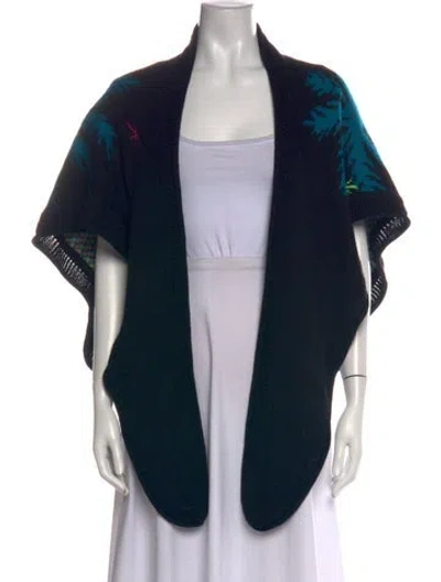 Pre-owned Mara Hoffman Graphic Print Open Front Sweater In Black