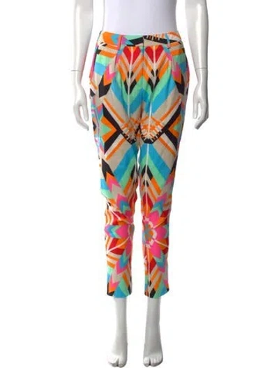 Pre-owned Mara Hoffman Graphic Print Straight Leg Pants In Multi