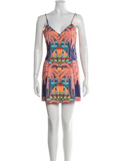 Pre-owned Mara Hoffman Graphic Print V-neck Jumpsuit In Multi