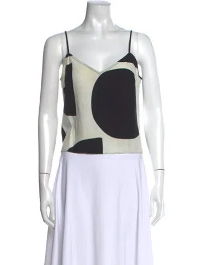 Pre-owned Mara Hoffman Graphic Print V-neck Top In Black