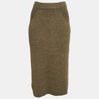 Pre-owned Mara Hoffman Green Rib Knit High Waisted Midi Skirt M