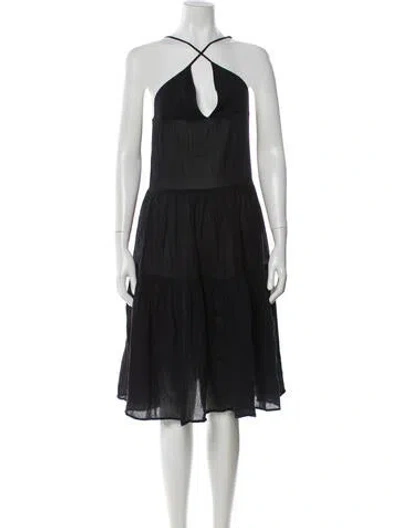 Pre-owned Mara Hoffman Halterneck Knee-length Dress In Black