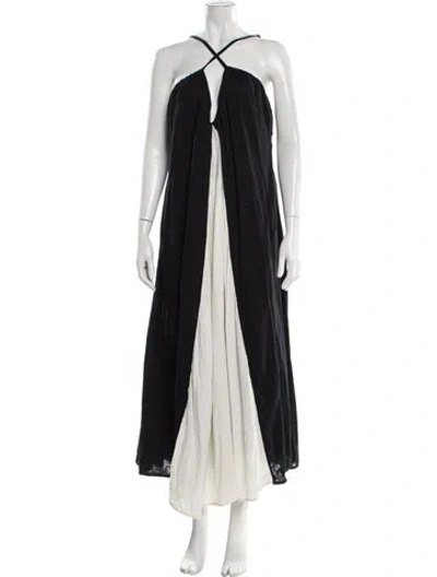 Pre-owned Mara Hoffman Halterneck Long Dress In Blue