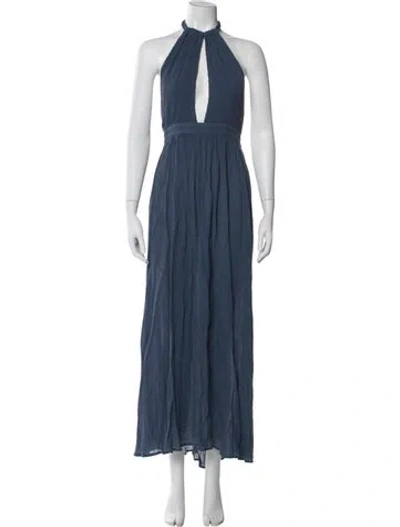 Pre-owned Mara Hoffman Halterneck Long Dress In Blue