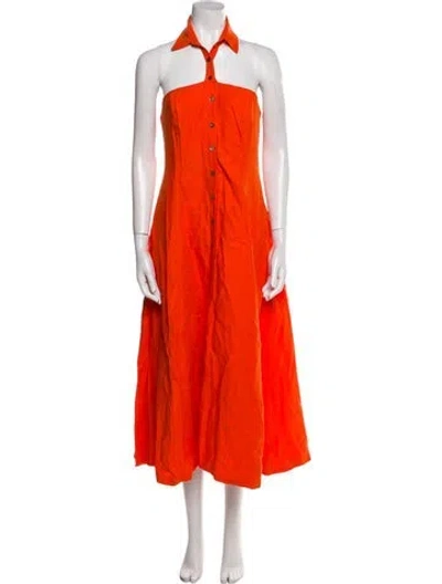Pre-owned Mara Hoffman Halterneck Long Dress In Orange