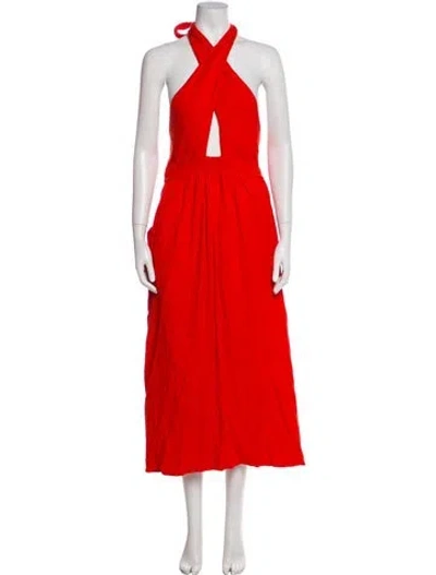 Pre-owned Mara Hoffman Halterneck Long Dress In Orange