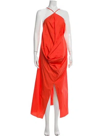 Pre-owned Mara Hoffman Halterneck Long Dress In Orange