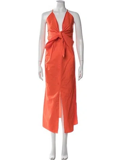 Pre-owned Mara Hoffman Halterneck Long Dress In Orange