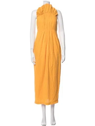 Pre-owned Mara Hoffman Halterneck Long Dress In Orange
