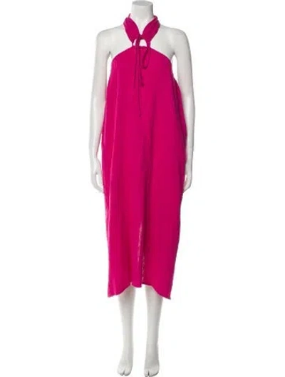 Pre-owned Mara Hoffman Halterneck Long Dress In Pink