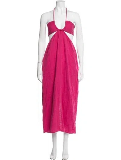 Pre-owned Mara Hoffman Halterneck Long Dress In Pink