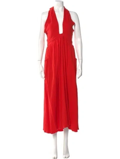 Pre-owned Mara Hoffman Halterneck Long Dress In Red