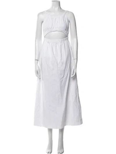 Pre-owned Mara Hoffman Halterneck Long Dress In White