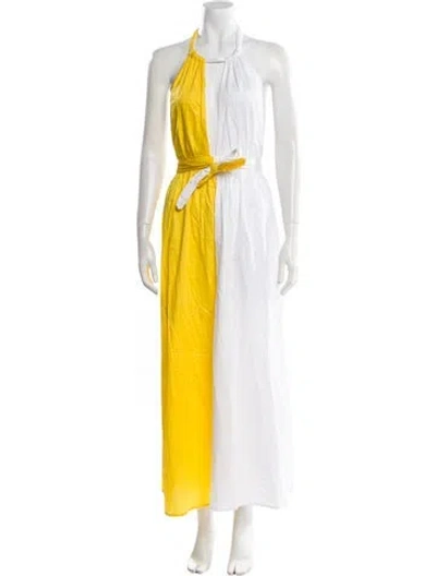 Pre-owned Mara Hoffman Halterneck Long Dress In Yellow