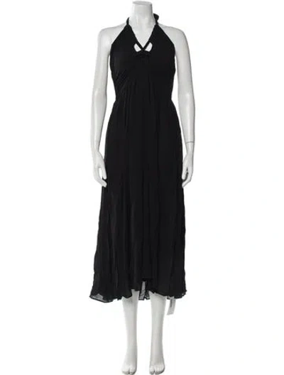 Pre-owned Mara Hoffman Halterneck Midi Length Dress In Black