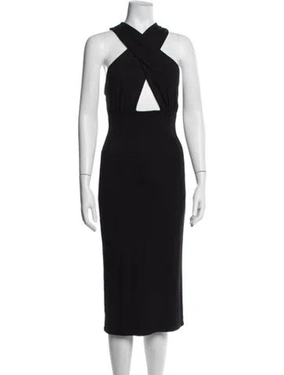 Pre-owned Mara Hoffman Halterneck Midi Length Dress In Black