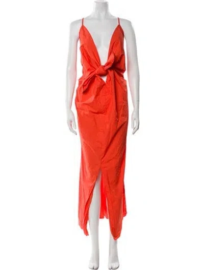 Pre-owned Mara Hoffman Halterneck Midi Length Dress In Orange