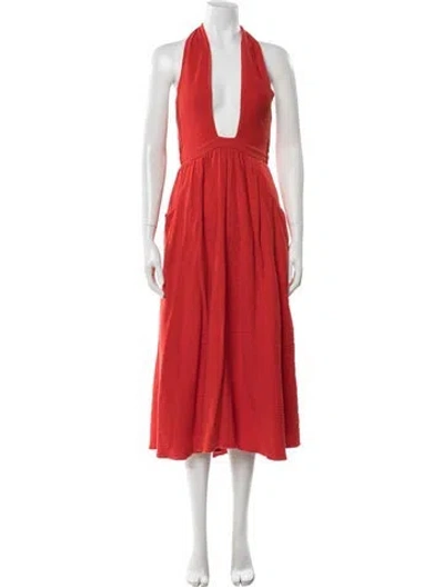 Pre-owned Mara Hoffman Halterneck Midi Length Dress In Orange