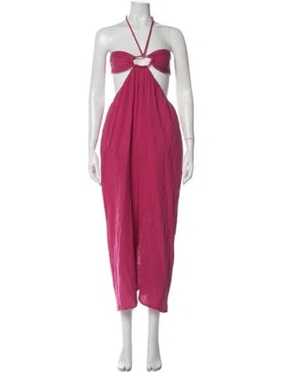 Pre-owned Mara Hoffman Halterneck Midi Length Dress In Pink